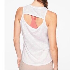 Athleta White Sleeveless Daily Cowl Sport Athletic Tank Top M